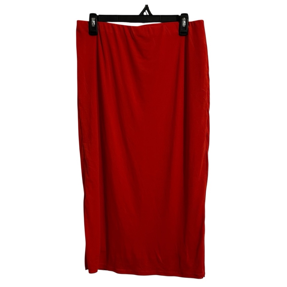 AFRM Red Pull-On Comfy Double Layered Midi Skirt